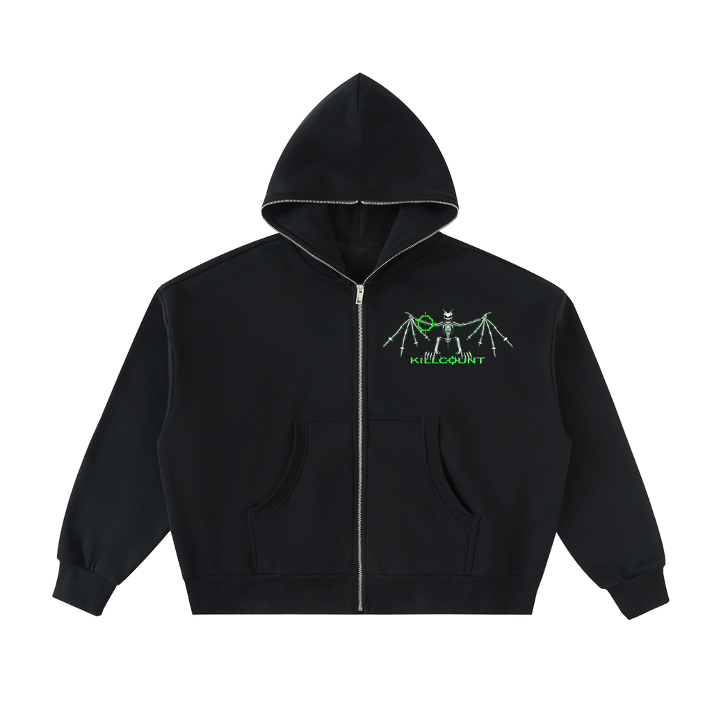 Vampire Bat Full-Zip Boxy Hoodie